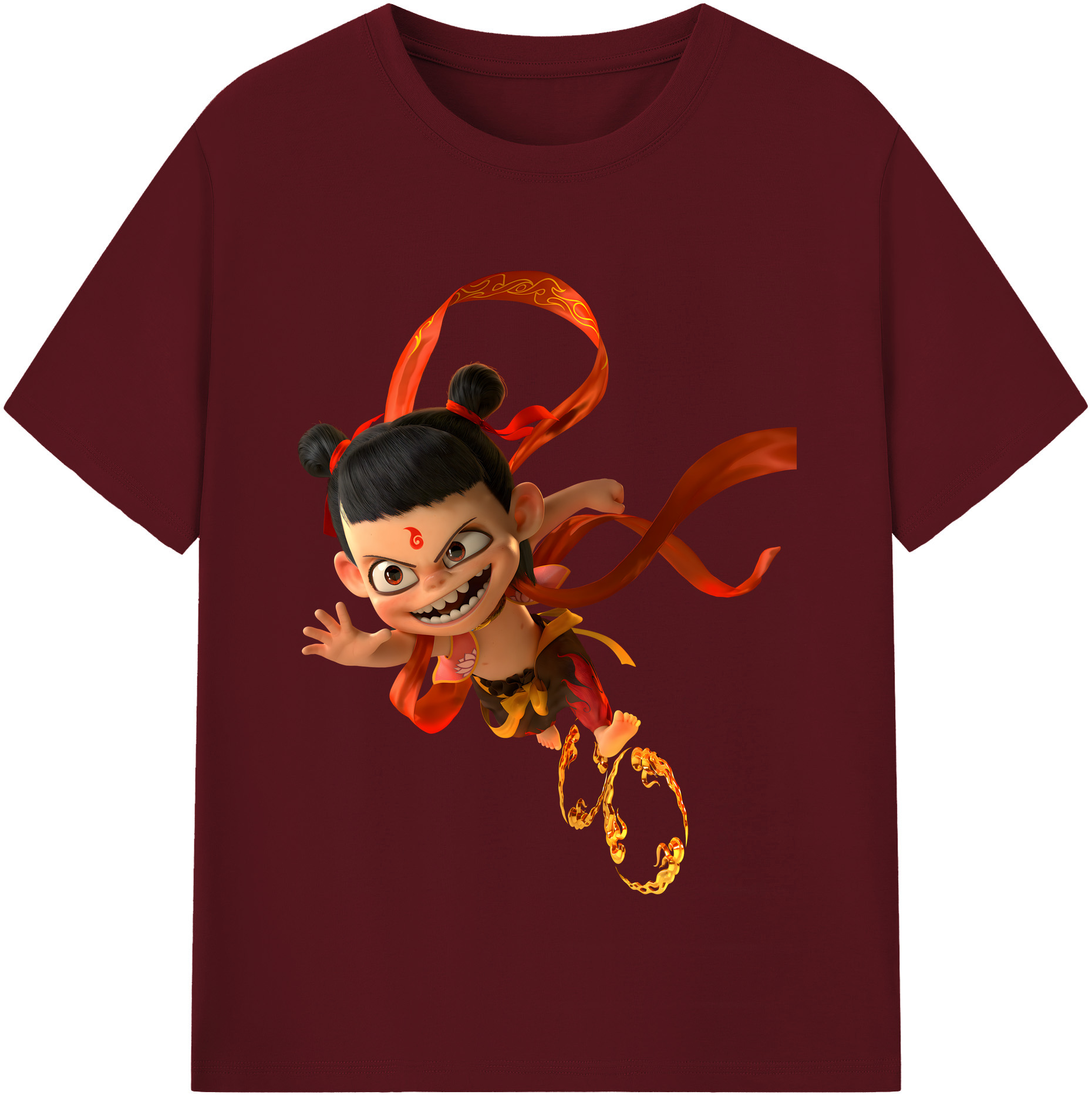 （画像用） Ne Zha 2 ナタ 魔童の大暴れ 綿100％半袖Tシャツ（フロントプリント）